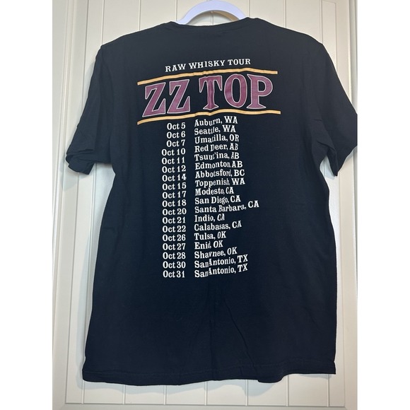 ZZ Top Shirt Black Raw Whisky Tour Concert Band Graphic Rock Tee Dates sz M - Picture 4 of 4